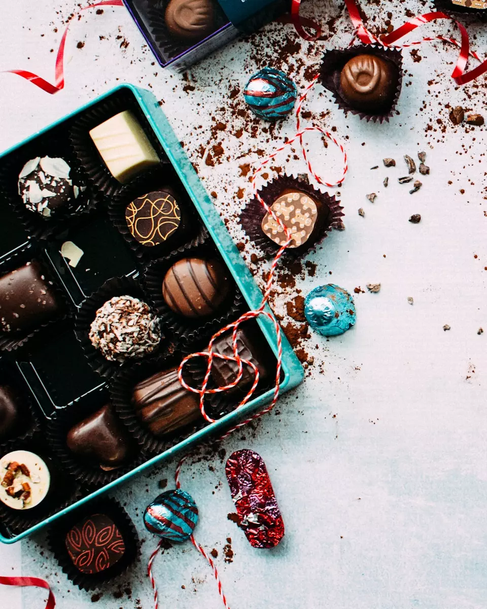 Photo by Food Photographer | Jennifer Pallian chocolates with box on white surface